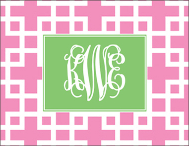 Square Pink Foldover Note Cards